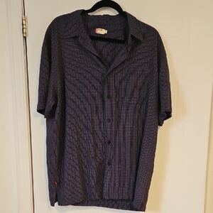 Vintage Levi's Shirt Plaid Mens L Large navy Red Tab Button down Short Sleeve